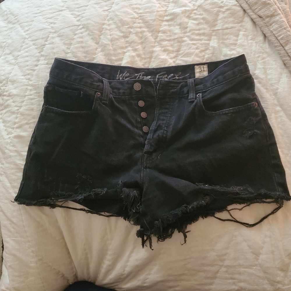 Distressed Dark Denim Shorts